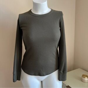 GAP Dark Olive Green Ribbed Long Sleeve Top / Thermal Layer